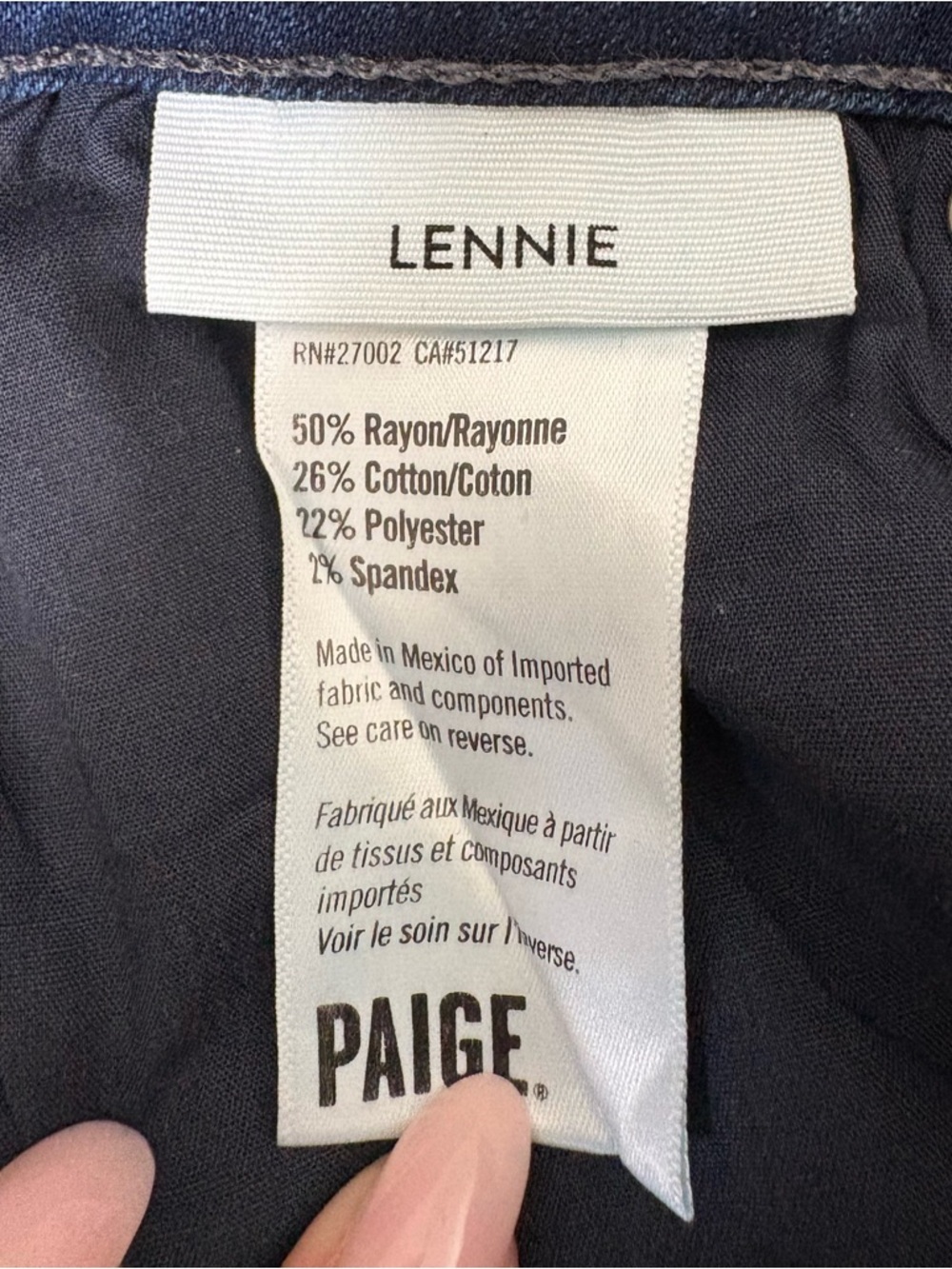 NWT PAIGE Lennie, Wide Leg Ankle, Dark Blue Denim Jeans - Picture 9 of 9